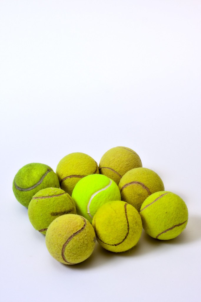 Square made from a group of tennis balls